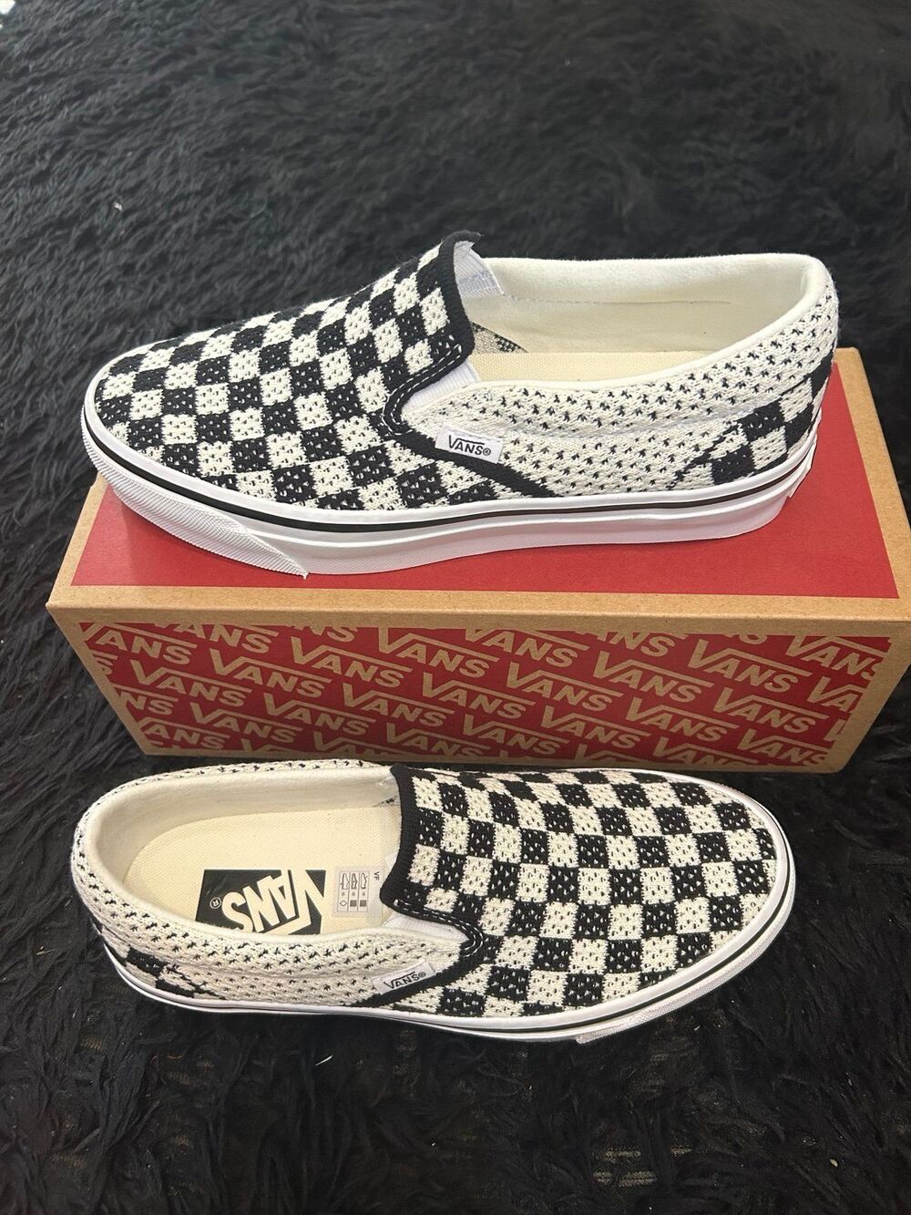 VANS U LX Classic Slip-On 98 EK 'Checkerboard Black Marshmallow' shoes sz 8 new